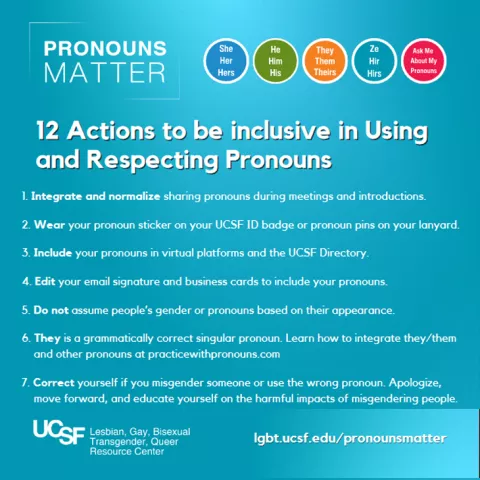 Pronouns Matter: 12 actions to be inclusive in using and respecting pronouns.