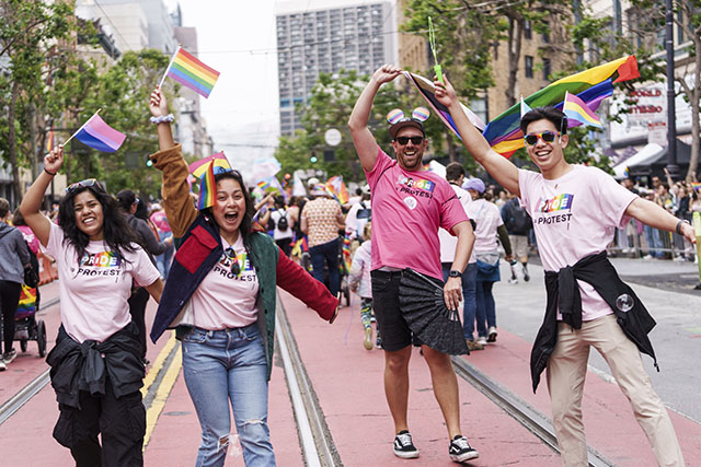 UCSF community members participate in the 2023 San Francisco Pride Parade