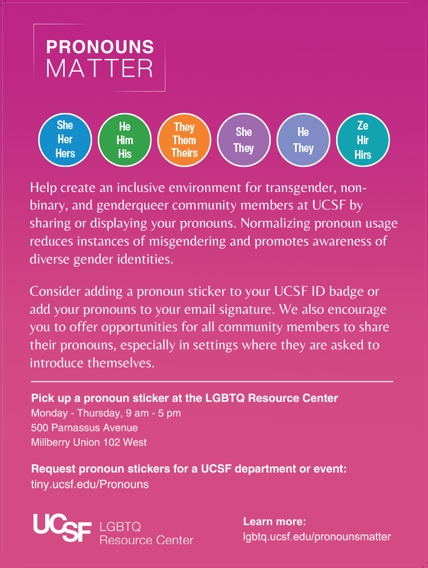 UCSF 2024 Pronouns Day poster