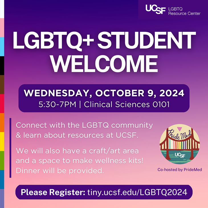 LGBTQ+ Student Welcome 2024 flyer